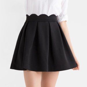 Alya Scallop Waist Pleated A-line Skirt Size S